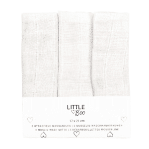 Washandjes Little Boo Uni White 3-pack 17x21