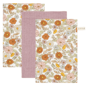 Washandjes Little Dutch Vintage Little Flowers Mauve 3-Pack