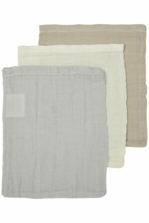 Washandjes Meyco Pre-washed Off-white/Light Grey/Sand 3-pack