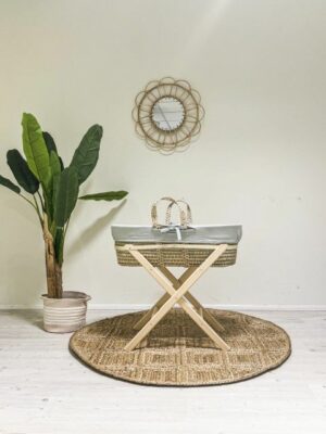 Wieg Mozes Funnababy Incl. Bekledingset Muslin Luxe Light Grey & Standaard