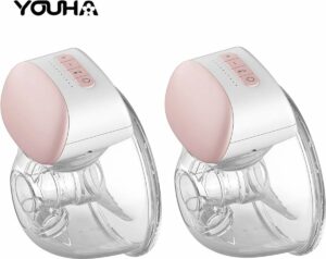 AN-Shop - Elektrische Borstkolf - Handsfree Borstkolf - Borstkolf Elektrisch - Met Massagestanden - Dubbel Draadloos - 240ML - 24MM - Wit/Roze