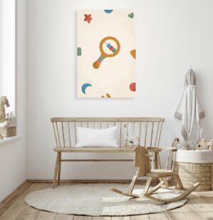 Canvas Schilderij Born to be Me Rammelaar - Wanddecoratie - Kinderkamer - Babykamer