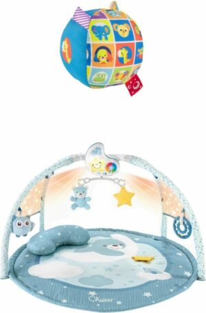 Chicco bundel - Speelkleed - Babygym Kleurenplezier - Blauw & Bal Met Rammelgeluid