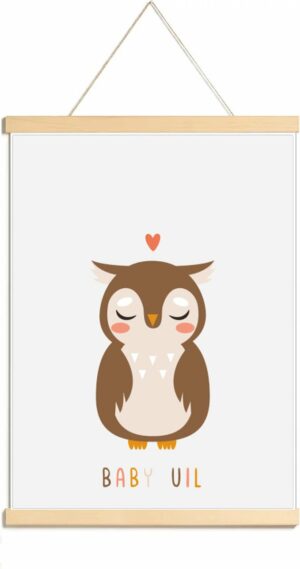 Happy Walls - Babykamer Poster Canvas - Cute Uil - A3