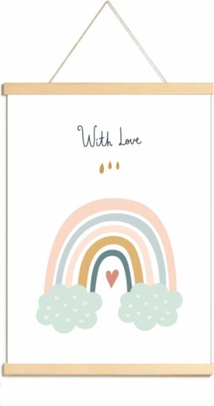 Happy Walls - Babykamer Poster Canvas - Regenboog Love - A3