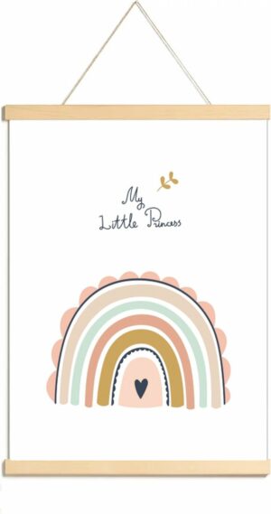 Happy Walls - Babykamer Poster Canvas - Regenboog Prinses - A3