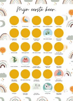 Happy Walls - Kraamcadeau - Baby Milestones Krasposter - Cadeau Jongen en Meisje