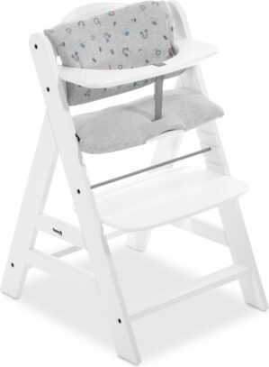 Hauck Kinderstoel Set Alpha+ wit met zitkussen Rainbow