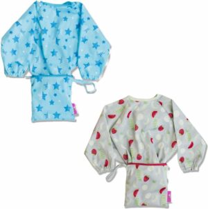 Nieuw Tidy Tot Cover & Catch 2-pak waterdichte Slabbetjes. Bevestigt aan de kinderstoel ZONDER kieren! Slabbetje lange mouw als baby zelf gaat eten, Rapley methode, BLW