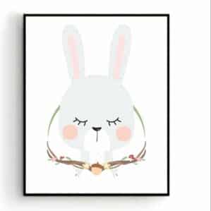 Poster Lieve Konijn - Bos Dieren - Kinderkamer - Dieren Poster - Babykamer - Kinderposter / Babyshower Cadeau - 50x40cm - PosterCity