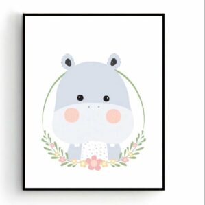 Poster Lieve Nijlpaard - Safari Dieren - Kinderkamer - Dieren Poster - Babykamer - Kinderposter / Babyshower Cadeau - 40x30cm - PosterCity