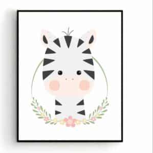 Poster Lieve Zebra - Safari Dieren - Kinderkamer - Dieren Poster - Babykamer - Kinderposter / Babyshower Cadeau - 50x40cm - PosterCity