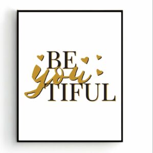 Postercity - Design Canvas Poster BeYOUtilful / Kinderkamer / Meisjeskamer Poster / Babykamer - Kinderposter / Babyshower Cadeau / Muurdecoratie / 50 x 40cm