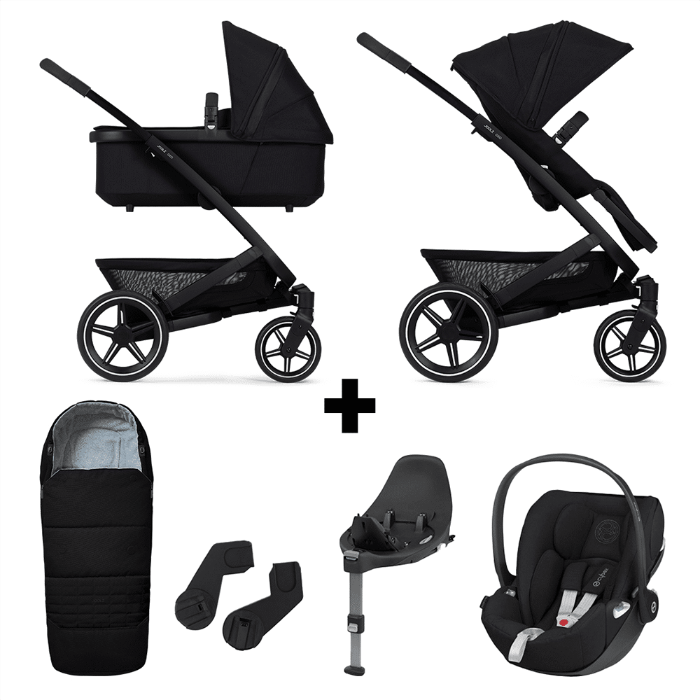 Set Compleet | Kinderwagen Joolz Geo3 Brilliant Black+ Autostoel Cybex & Base & Voetenzak & Adapterset