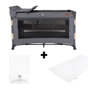 Campingbed Novi Baby® Nora Luxe Grey Wood incl. Matras en Hoeslaken